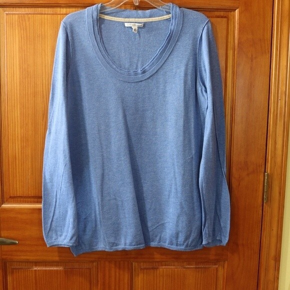 Banana Republic Light Blue Cotton Wells Scoop Neck Top XL - Picture 2 of 13